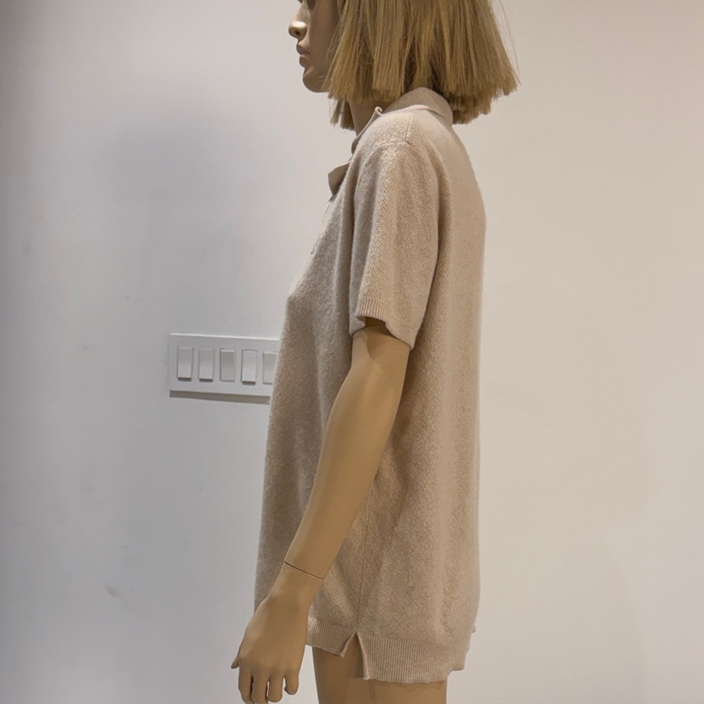Loewe Beige Polo Knit Top - cashmere Collared Shirt sz xS fits Xs-M - Picture 4 of 10